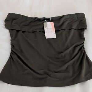 Women’s Strapless Fold-Over Tank Top - Hunter Green